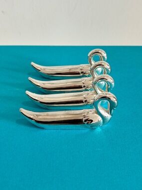 Vintage silver plated swan knife rests SET OF FOUR mid century French style